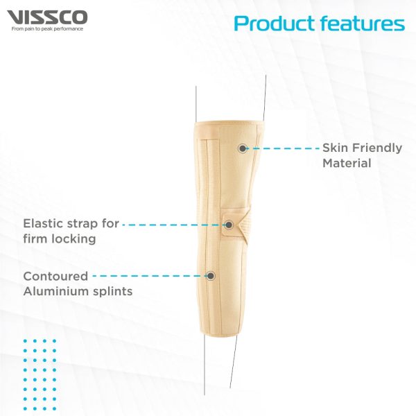 Knee Brace - Long (19" Brace) |Ideal firm Knee support that limits knee motion & stabilizes the knee with mediolateral metal supports| Color - Beige - Vissco Rehabilitation