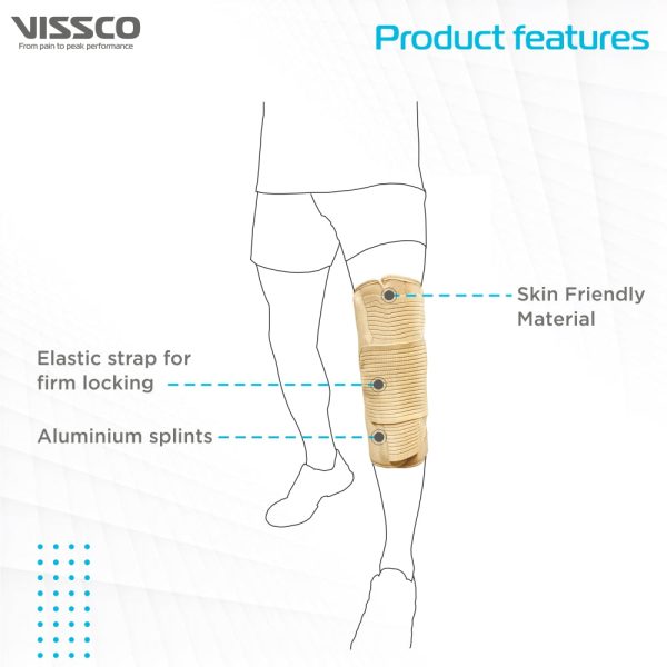 Knee Brace - Short (14" Brace) |Ideal firm Knee support that limits knee motion & stabilizes the knee with mediolateral metal supports | Color - Beige - Vissco Rehabilitation