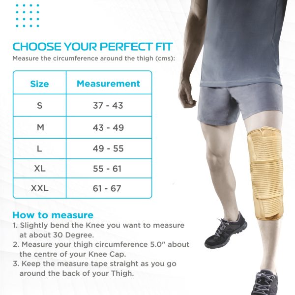 Knee Brace - Short (14" Brace) |Ideal firm Knee support that limits knee motion & stabilizes the knee with mediolateral metal supports | Color - Beige - Vissco Rehabilitation