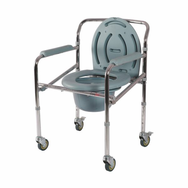 COMFORT STEEL FOLDING COMMODE CHAIR WITH CASTORS - Vissco Rehabilitation