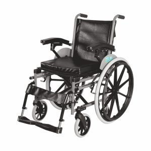 Imperio Wheelchair with Removable Big Wheels (Mag) | Foldable | Swingable Armrest | Weight Bearing Capacity 110kg | Color (Blue/Grey) - Vissco Rehabilitation