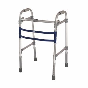 Vissco Dura Max Walker for Elderly and those Physically Challenged | Foldable, Light Weight & Height Adjustable Walking Aid | Made with Premium Grade Rubber Shoes and PVC Grip - Universal (Grey) - Vissco Rehabilitation