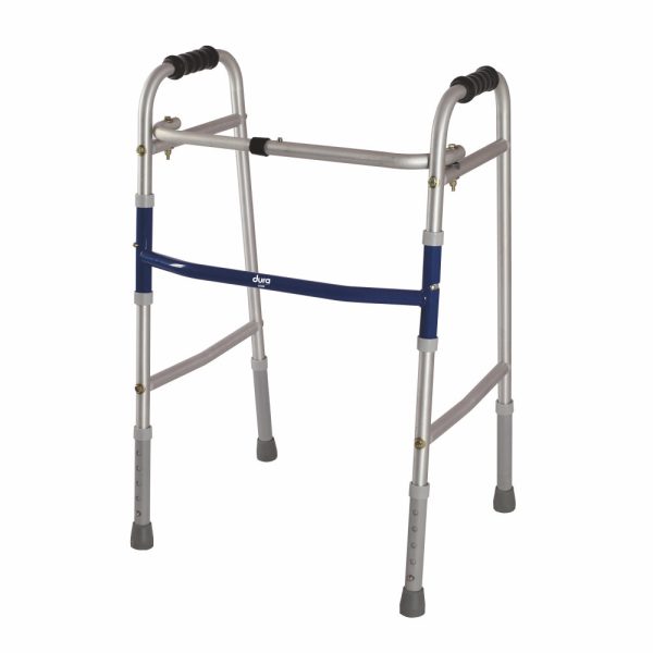 Vissco Dura Lite Walker | for Elderly and those Physically Challenged | Foldable, Light Weight & Height Adjustable Walking Aid | Made with Premium Grade Rubber Shoes and PVC Grip -Universal (Grey) - Vissco Rehabilitation