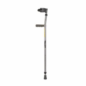 Vissco Astra Plus Elbow Crutches For those Physically Chalenged With Adjustable Elbow Support with PVC grip Handle| Light Weight & Height Adjustable | Walking Stick (1 Pair)- Universal (Grey) - Vissco Rehabilitation