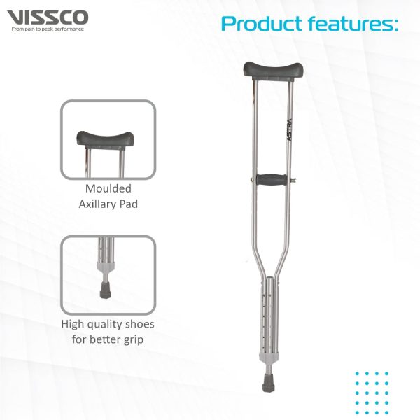 Astra Under Arm Crutches Aluminum / pair - Vissco Rehabilitation