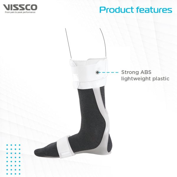 Vissco Ankle Support Adjustable Foot Drop Splint for patients suffering from drop foot, Prevents Axial Rotation of The Leg And Foot (White) - Vissco Rehabilitation