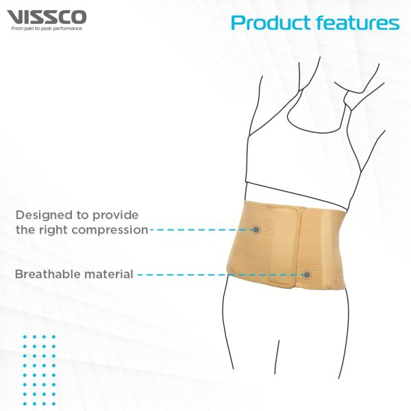 Vissco Post Pregnancy Support Abdomen Belt (8 Inches) | Helps the Weak Abdominal Muscles & Toning the Abdomen Muscles |Tummy Trimmer for Men and Women –(Beige) - Vissco Rehabilitation