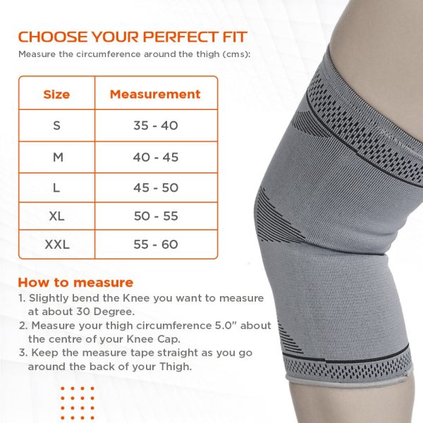 Stretchable 2D Knee Cap | Ideal mild support for free Knee movement | Color - Grey (IN PAIR) - Vissco Rehabilitation