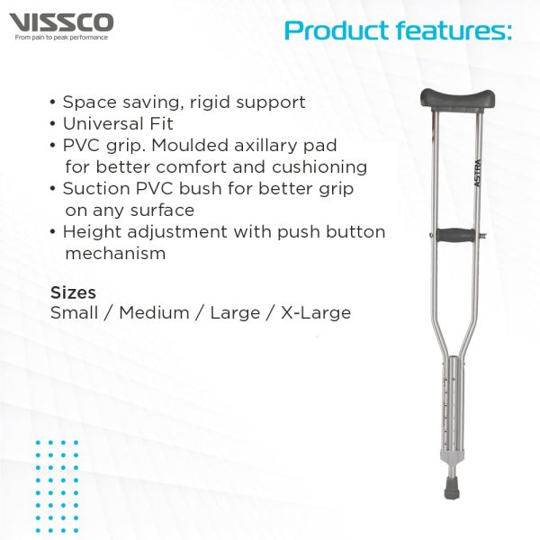 Astra Under Arm Crutches Aluminum / pair - Vissco Rehabilitation