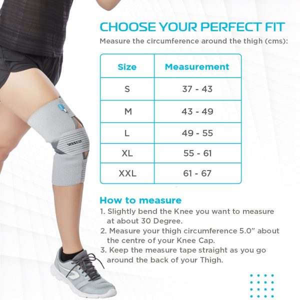 Knee Wrap With Loop Elastic Technology| Provides optimum Compression & support to the Knee | Color - Grey (Single Piece) - Vissco Rehabilitation