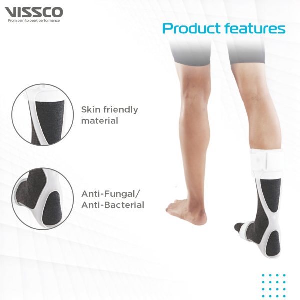 Vissco Ankle Support Adjustable Foot Drop Splint for patients suffering from drop foot, Prevents Axial Rotation of The Leg And Foot (White) - Vissco Rehabilitation