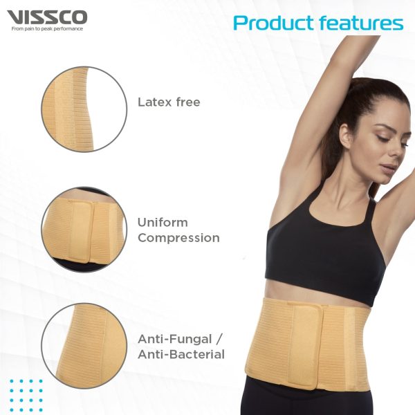 Vissco Post Pregnancy Support Abdomen Belt (8 Inches) | Helps the Weak Abdominal Muscles & Toning the Abdomen Muscles |Tummy Trimmer for Men and Women –(Beige) - Vissco Rehabilitation