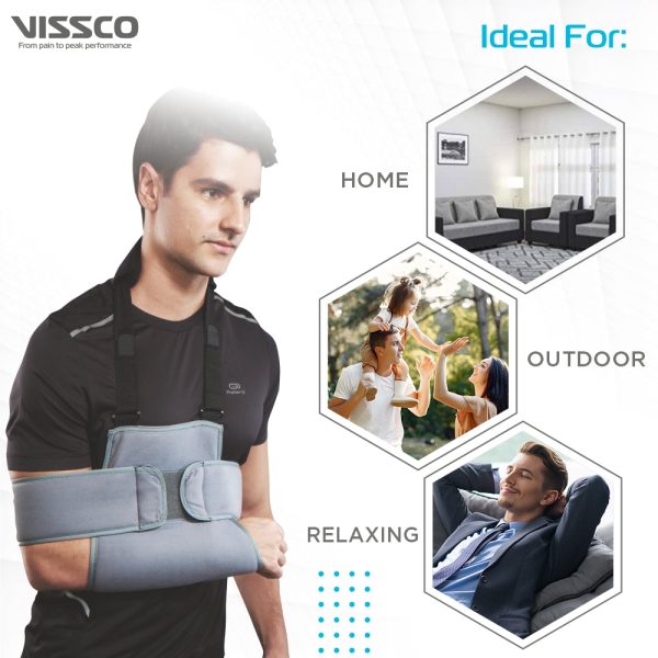 Vissco Shoulder Support Shoulder Immobilizer Brace For Shoulder Dislocation, Joint injuries, Pain Relief Belt, Support Brace, Pain Reliever For Rotator cuff injury, Post paralysis - (Grey) - Vissco Rehabilitation