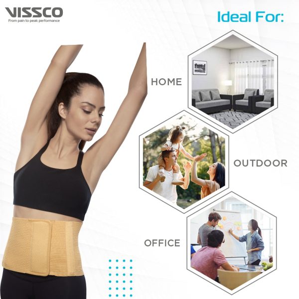 Vissco Post Pregnancy Support Abdomen Belt (8 Inches) | Helps the Weak Abdominal Muscles & Toning the Abdomen Muscles |Tummy Trimmer for Men and Women –(Beige) - Vissco Rehabilitation